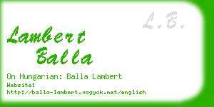 lambert balla business card
